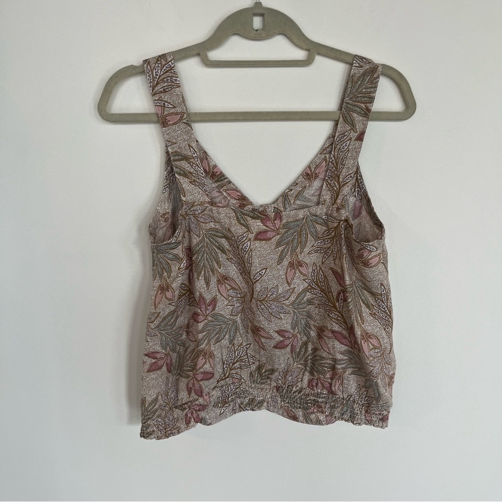 Cynthia Rowley Womens Tank Top 100% Linen Stretchy Waist Cropped Medium